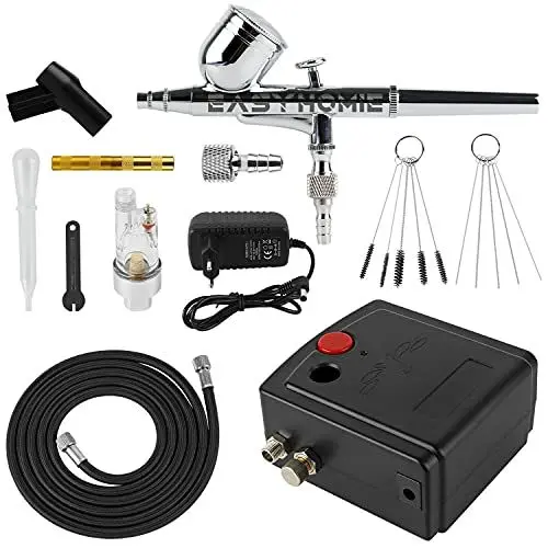 Produktbild: Dual Action Airbrush Set mit Lackierpistole, Luftkompressor und Reinigungsset für Make-up, Maniküre, Tätowierung, Malerei-Design, Kunsthandwerk, Lebensmitteldekoration, Mode-Design