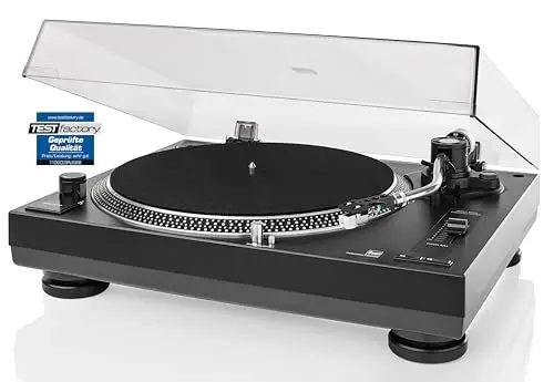 Produktbild: Dual DTJ 301.1 USB DJ-Plattenspieler (33/45 U/min, Pitch-Control, Magnet-Tonabnehmer-System, Nadelbeleuchtung, USB Kabel) schwarz