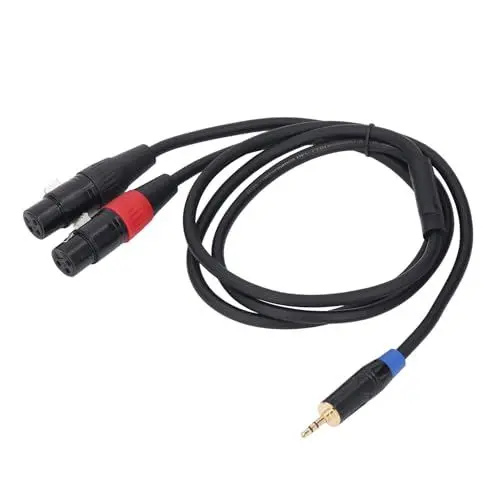 Produktbild: Dual Female XLR auf 3,5 Mm Y-Splitterkabel XLR auf 1/8 Zoll Stereo Aux Interconnect Mikrofonanschluss Adapterkabel für Mixer CD-Player (1m)