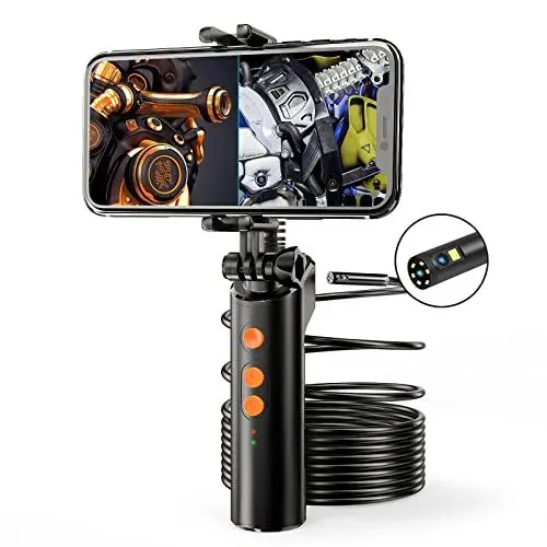 Produktbild: Dual Kameras WiFi Endoskopkamera, 5.5mm 1080P HD Inspektionskamera Dual Lens Endoskop Rohrkamera mit Licht für iPhone, Android Handy (2M)