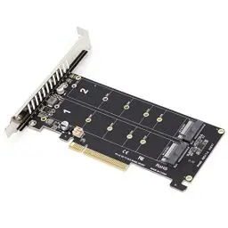 Produktbild: Dual M.2 NVMe SSD zu PCIE Adapterkarte X8 M Key Festplattenkonverter Leser Erweiterungskarte - Unterstützt Split Function X4X4X4 oder 4X4 Modus (ph45)