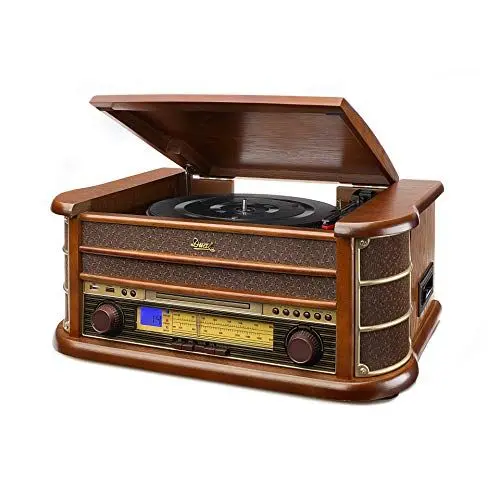 Produktbild: Dual NR 4 Nostalgie Musikanlage mit Plattenspieler (UKW-Tuner, MW-Radio, CD-RW, MP3, USB, Kassette, Aux-In) braun