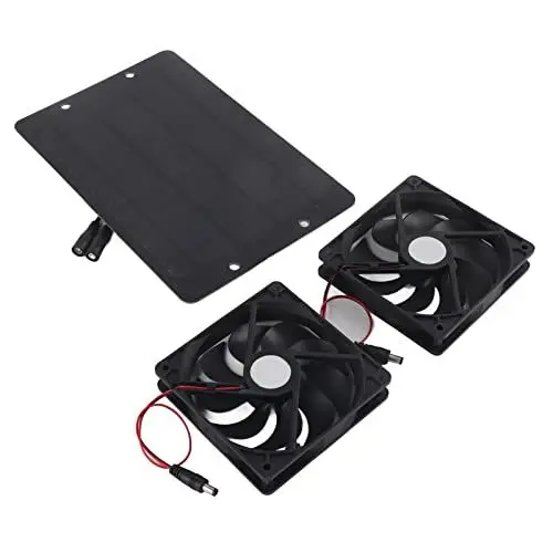 Produktbild: Dual Solar Panel Fan, Solar Panel Fan Kit Dual Air Extractor Außenbelüftungsgeräte für Hühnerställe Gewächshaus 10W 800MA, Sonnenkollektoren