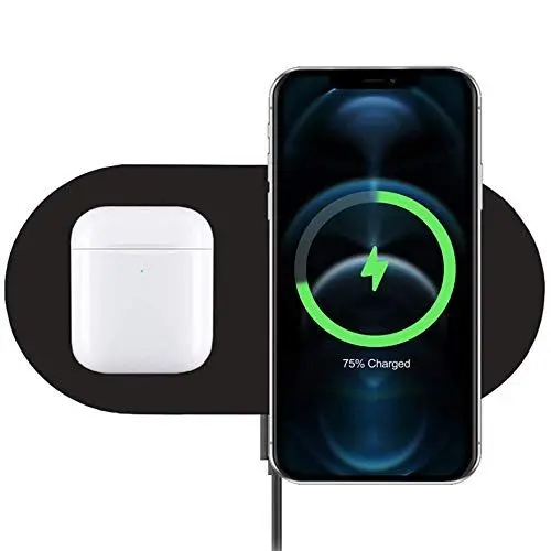 Produktbild: Dual Wireless Charger, COSOOS Fast Wireless Charging Pad Kompatibel mit iPhone, Galaxy S21/S20, Note 10, AirPods Pro, Galaxy Buds+ (kein Netzteil)