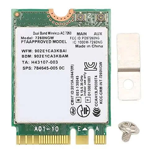 Produktbild: Dualband WLAN Karte, 7260NGW AC NGFF M2 2,4 G/5 G Dualband 1200 Mbit/s Bluetooth 4.0 Wireless Netzwerkkarte für Dell, Acer, Usw.
