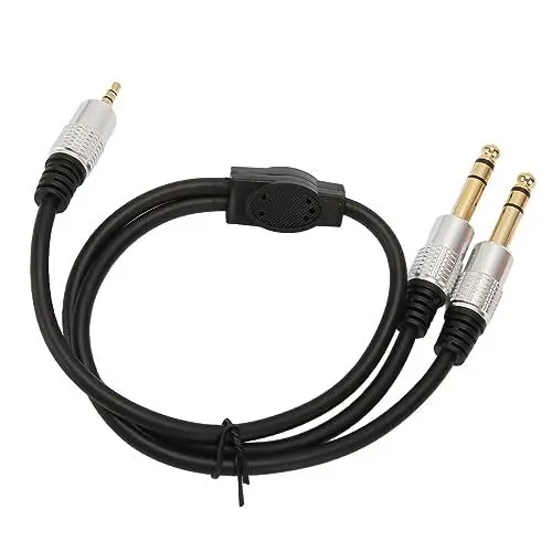 Produktbild: Duales 3,5 Mm auf 6,35 Mm Y-Splitterkabel, Professionelles 3,5 Mm auf 6,35 Mm Klinken-Soundkabel Kopfhöreradapter für Lautsprecher von Gitarren- und Theatergeräten