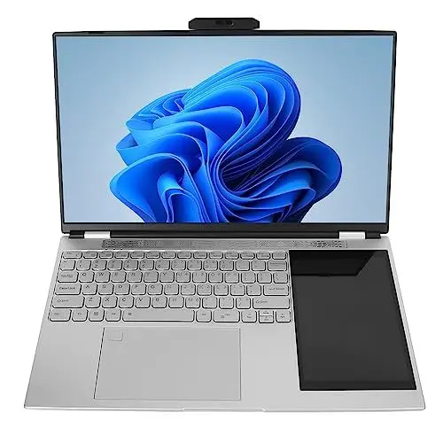 Produktbild: Dual-Screen-Laptop 15,6 Zoll mit 7-Zoll-Touchscreen, 16 GB N5105-Prozessor, Double-Screen-Notebook-Laptop, 1080P-Bildschirm, Fingerabdruck-Entsperrung, Tastatur mit (16 GB + 256