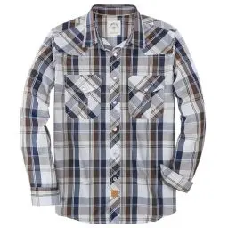 Produktbild: Dubinik® Freizeithemden Für Herren Kariertes Westernhemd Herren Cowboy Druckknöpfe Freizeithemd Langarm Vintage Regular Fit