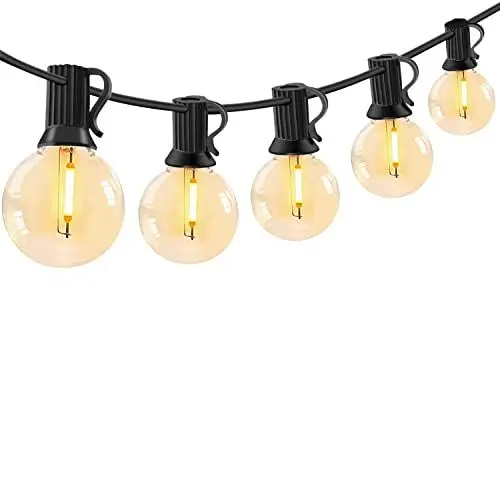 Produktbild: LED Lichterkette Außen - 15M Lichterkette Glühbirnen mit Birnen LED Wetterfest G40 Warmweiße Strombetrieben für Garten, Balkon,Terrasse, Hochzeiten, Partys, Hof, Grill - Dimmer nicht enthalten