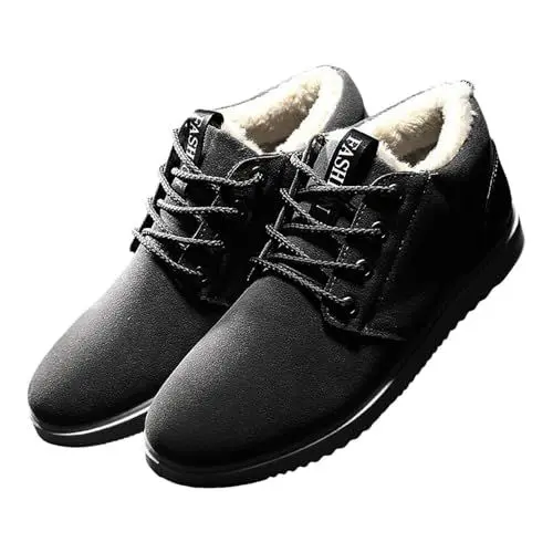 Produktbild: DuBiytlk On Cloud Herren Lammfell Boots Damen Stiefel Boot Plüschige, warme Baumwollschuhe, rutschfeste Schneestiefel, Fünf-Finger-Baumwollschuhe, Plateau Boots Damen SchnüRstiefel Damen (Black, 43)