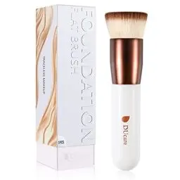 Produktbild: DUcare Foundation Brush Make Up Pinsel Flat Top Kabuki Brush, Synthetic Professional Liquid Blending Mineral Powder Makeup Tools, Roségold/Weiß