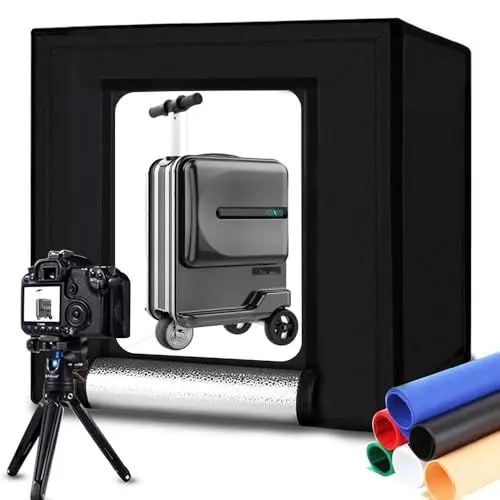 Produktbild: DUCLUS Portatile Tenda Studio Fotografico 60x60x60cm, Softbox Tenda Kit Scatola Luminosa Regolabile con 120 Dimmerabile LED e 6 Colori Sfondo