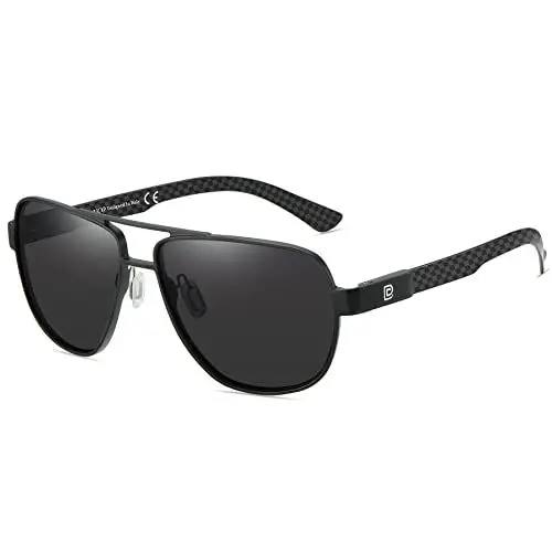 Produktbild: DUCO Cool Sonnenbrille Für Männer Polarisierte Sonnenbrille UV-Schutz Kohlefaser Tempel Herren Sonnenbrillen Für Fahren 3051 (Schwarz Rahmen Grau Linse)