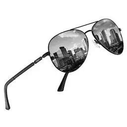 Produktbild: DUCO Sonnenbrillen Für Herren Pilotenbrille Polarisiert Herren Sonnenbrille Damen Fliegerbrille Retro Metallrahmen Unisex Piloten Flieger UV400 Verspiegelt Pilot 3025K (Gestell: Schwarz, Gläser: Grau)