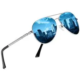 Produktbild: DUCO Coole Fliegerbrille Sonnenbrille Klassische Unisex Pilotenbrille UV400 Filterkategorie 3 3025K (Gestell: Silber, Gläser: Blau)