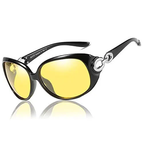 Produktbild: DUCO Damen nacht brille für autofahrer frauen Ovale Nachtsichtbrille für Autofahrer Polarisierte Nachtbrille Autofahren Anti-Blendung HD Gelb Nachtfahrbrille Gläser Fahren Blendfreie Brillen 1220Y
