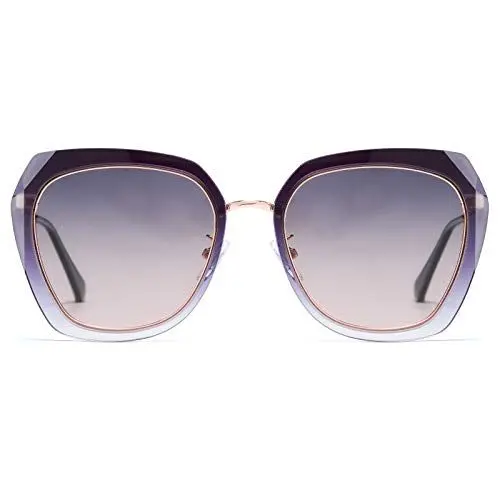 Produktbild: DUCO Diamant Trim Stil Sonnenbrille für Frauen polarisierten UV-Schutz Retro Designer Sonnenbrille DC1225 (Farbverlauf Schwarz)