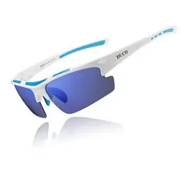 Produktbild: DUCO Herren Polarisiert Sport Sonnenbrille für Fahrrad Angeln Golf TR90 super leichter Rahmen DC6200 (Weiß Rahmen Revo Blau Linse)