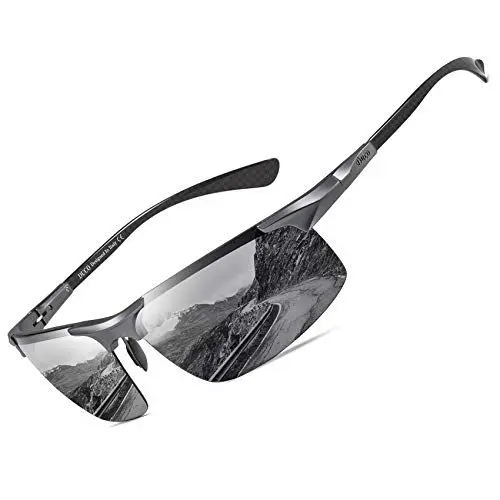 Produktbild: DUCO Herren Polarisierte Sonnenbrille mit Metallrahmen und Kohlefaser Brille Beine UV400 CAT 3 8277 (grau)