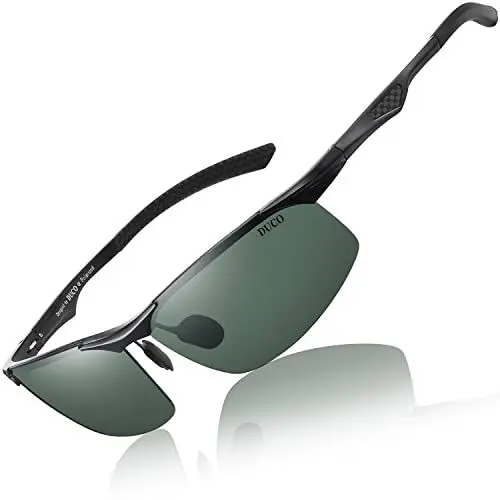 Produktbild: DUCO Herren Sportbrille Polarisierte Sonnenbrille Fahrerbrille Ultraleichte Al-Mg Metallrahmen UV400-Schutz Männer Sonnenbrillen X6
