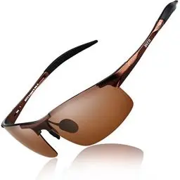 Produktbild: DUCO Herren Sportbrille Polarisierte Sonnenbrille Fahrerbrille Ultraleichte Al-Mg Metallrahmen UV400-Schutz Männer Sonnenbrillen 8177S (Braun, Braun)