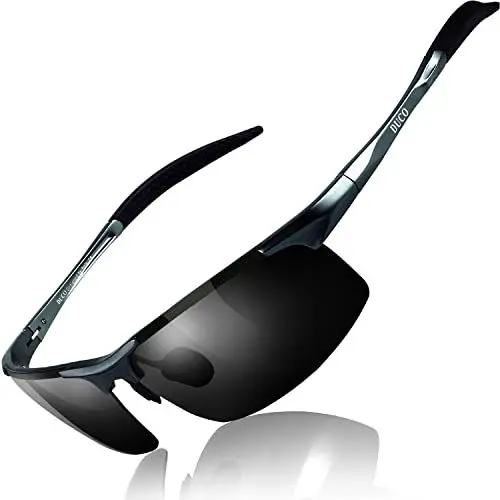 Produktbild: DUCO Herren Sportbrille Polarisierte Sonnenbrille Fahrerbrille Ultraleichte Al-Mg Metallrahmen UV400-Schutz Männer Sonnenbrillen 8177S (Gunmetal)