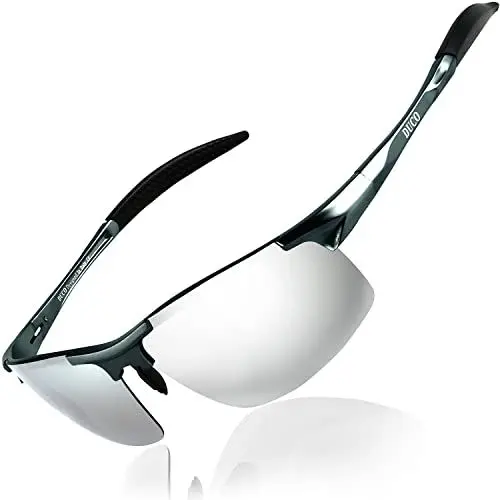 Produktbild: DUCO Herren Sportbrille Polarisierte Sonnenbrille Fahrerbrille Ultraleichte Al-Mg Metallrahmen UV400-Schutz Männer Sonnenbrillen 8177S (Gunmetal, Mercury Spiegel)