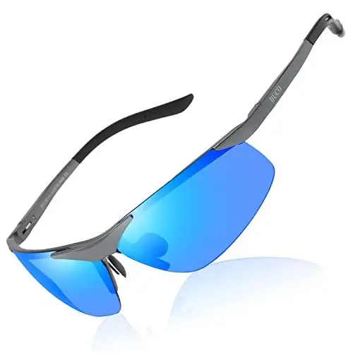 Produktbild: DUCO Herren Sportbrille Polarisierte Sonnenbrille Fahrerbrille Ultraleichte Al-Mg Metallrahmen UV400-Schutz Männer Sonnenbrillen 8177S (Gunmetal, Revo Blau)