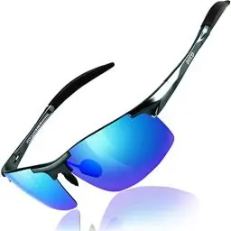 Produktbild: DUCO Herren Sportbrille Polarisierte Sonnenbrille Fahrerbrille Ultraleichte Al-Mg Metallrahmen UV400-Schutz Männer Sonnenbrillen 8177S (Gunmetal, Strahlende Blau)