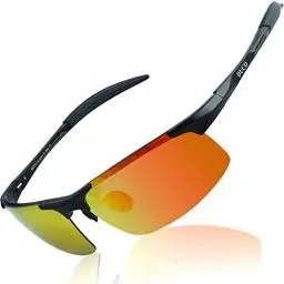 Produktbild: DUCO Herren Sportbrille Polarisierte Sonnenbrille Fahrerbrille Ultraleichte Al-Mg Metallrahmen UV400-Schutz Männer Sonnenbrillen 8177S (Schwarz)