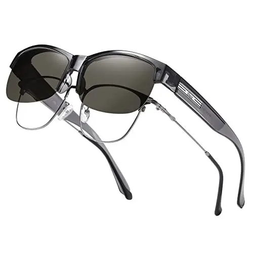 Produktbild: DUCO Herren und Damen Sonnenbrillen Polarisiert Unisex Brille Überbrille für Brillenträger Fit over Polbrille 8960 (Grau Rahmen Grau Linse)