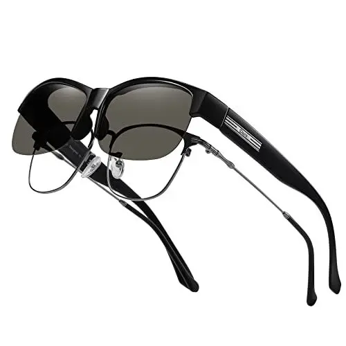 Produktbild: DUCO Herren und Damen Sonnenbrillen Polarisiert Unisex Brille Überbrille für Brillenträger Fit over Polbrille 8960 (Schwarz Rahmen, Grau Linse)