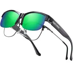 Produktbild: DUCO Herren und Damen Sonnenbrillen Polarisiert Unisex Brille Überbrille für Brillenträger Fit over Polbrille 8960 (Transparent Grau Rahmen Revo Grün Linse)