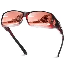 Produktbild: DUCO Herren und Damen Sonnenbrillen Polarisiert Unisex Brille Überbrille für Brillenträger Fit-over Polbrille 8953 M (L - Wein Rot, Braun)