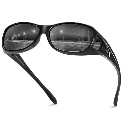 Produktbild: DUCO Herren und Damen Sonnenbrillen Polarisiert Unisex Brille Überbrille für Brillenträger Fit-over Polbrille 8953 M (M - Schwarz, Grau)