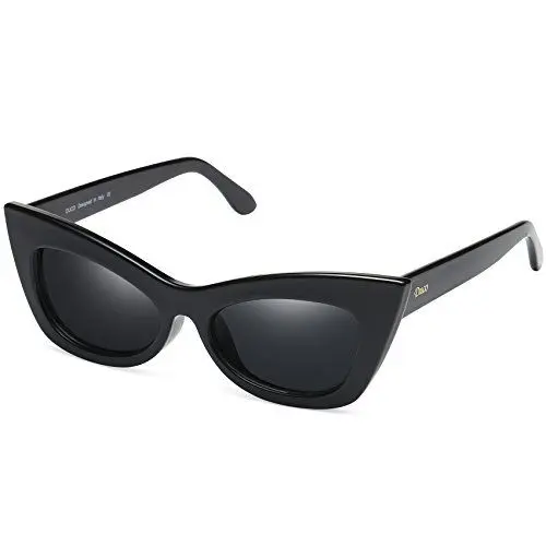 Produktbild: DUCO Katzenauge Rahmen Mode UV-Schutz Damen Sonnebrille Polarisierte Retro Klassisch Cateye W005 (Schwarz)