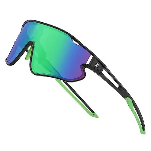 Produktbild: DUCO Kinder Sonnenbrille Jugend Baseball Sonnenbrille Leicht TR90 Rahmen UV400 Sport Radfahren Sonnenbrillen für Jungen Mädchen DK268 (Schwarz Rahmen Grün Bügel Farbig Gläser)
