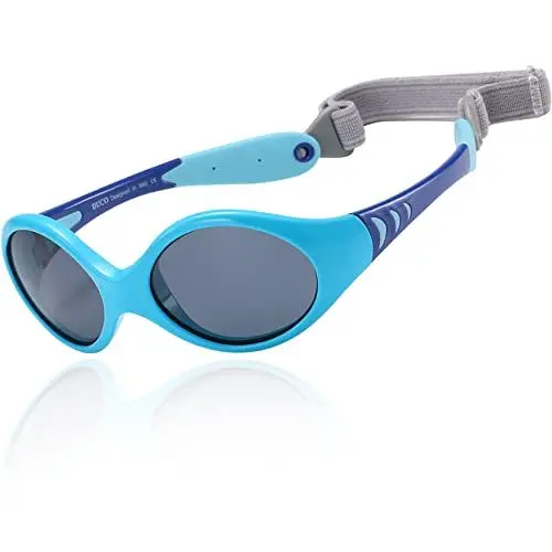 Produktbild: DUCO Kinder Sonnenbrille Polarisierte Sportbrille TPEE Flexibeles Gestell für Baby Mädchen oder Junge 0-24 Monate K012 (Blau)