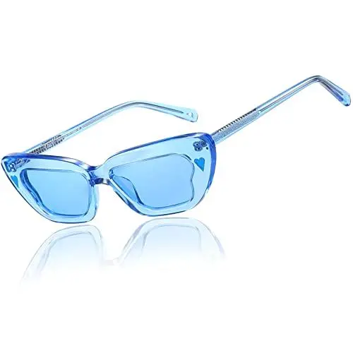 Produktbild: DUCO Klassische Retro Schmetterlings Polarisierte Sonnenbrille für Damen Trendige Schattierungen Mylove Stilvoller Designer Rechteck rahmen UV400-Linse DC1104 (Blau)