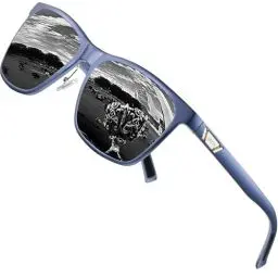 Produktbild: DUCO Polarisiert Sonnenbrille für Herren mit UV400 Schutz Retro Rechteckig Rahmen Ultraleichte Metallrahmen Brillengläser Fahrerbrille Sportsonnenbrille 3029H (Hellblau Rahmen Grau Linse)