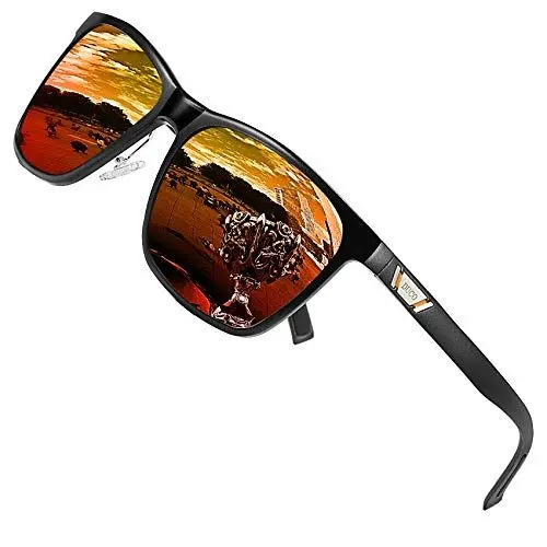 Produktbild: DUCO Polarisiert Sonnenbrille für Herren mit UV400 Schutz Retro Rechteckig Rahmen Ultraleichte Metallrahmen Brillengläser Fahrerbrille Sportsonnenbrille 3029H (Orange)