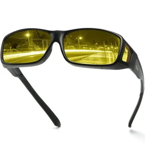 Produktbild: DUCO Polarisierte Nachtfahrtbrille Überbrille für Korrektionsbrille für Brillenträger Polarisierte Nachtsichtbrille (L, Schwarz)