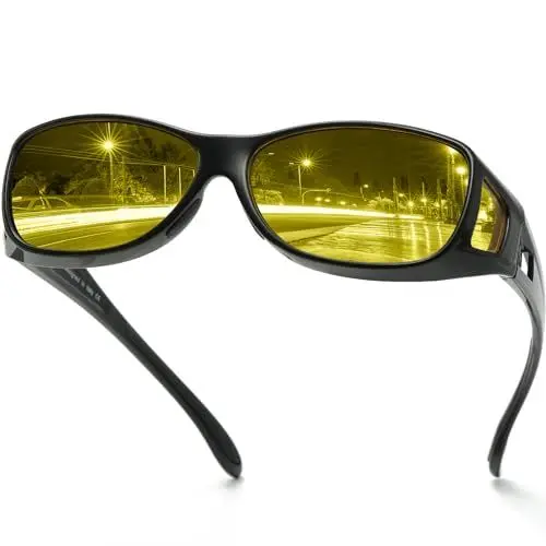 Produktbild: DUCO Polarisierte Nachtfahrtbrille Überbrille für Korrektionsbrille für Brillenträger Polarisierte Nachtsichtbrille (M, Schwarz)