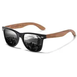 Produktbild: DUCO Polarisierte Sonnenbrille Herren Damen Sonnenbrille polarisiert mit UV-Schutz Walnuss Sonnenbrillen mit Holzrahmen Umweltfreundliche Designerbrille DC2141 (Braun)
