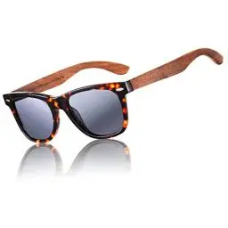 Produktbild: DUCO Polarisierte Sonnenbrille Herren Damen Sonnenbrille polarisiert mit UV-Schutz Walnuss Sonnenbrillen mit Holzrahmen Umweltfreundliche Designerbrille DC2141 (Tortoise)