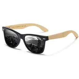Produktbild: DUCO Polarisierte Sonnenbrille Herren Damen Sonnenbrille polarisiert mit UV-Schutz Walnuss Sonnenbrillen mit Holzrahmen Umweltfreundliche Designerbrille DC2141 (Blau)
