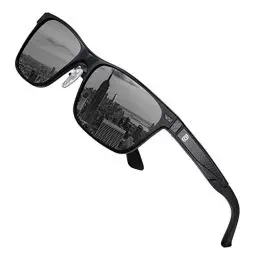 Produktbild: DUCO Polarisierte Sonnenbrille für Herren Vintage Aluminium-Rahmen Retro Sport Sonnenbrillen 100% UV-Schutz 8207 (Schwarzer Rahmen,Grau Linse)