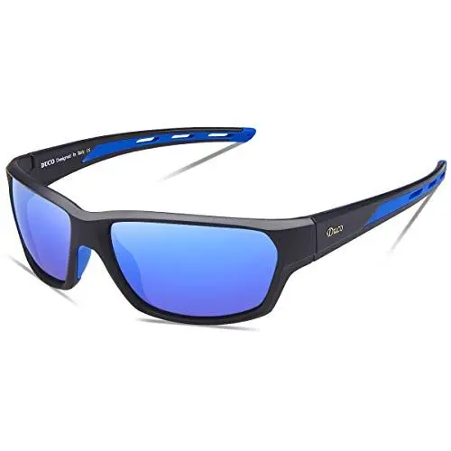 Produktbild: DUCO Polarisierte Sportbrille Sonnenbrille Fahrradbrille mit UV400 Schutz für Herren Autofahren Laufen Radfahren Angeln Golf TR90 6201 (Blau)
