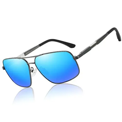 Produktbild: DUCO Premium Sonnenbrille Retro Square Rechteckige Gestell Polarisierte Gläser 100% UV Schutz 3379 (Blau)