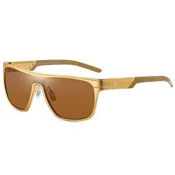 Produktbild: DUCO Quadratische Polarisierte Sonnenbrille für Herren Sport Fahren Angeln Sonnenbrille Flat Top Shield Shades UV 400 Schutz DC8230 (Gold Rahmen Glod Tempel Braun Linse)